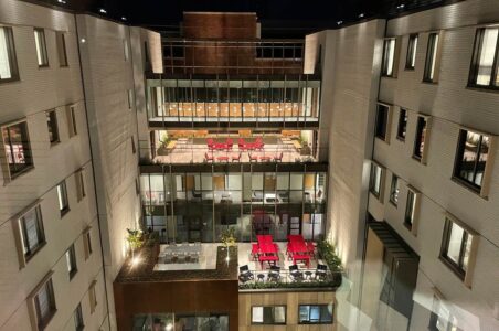 Raised internal courtyard of the newly renovated Thurston Hall at George Washington University.