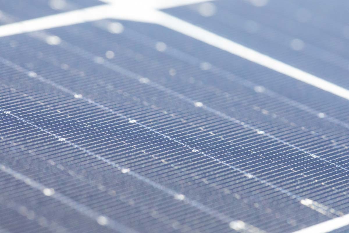 Closeup of a solar panel cell.