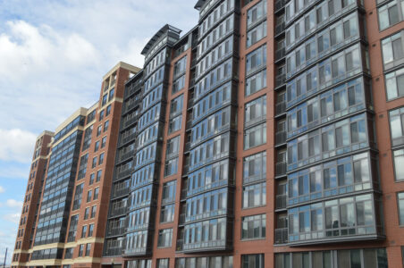 Large multifamily building facade in DC.
