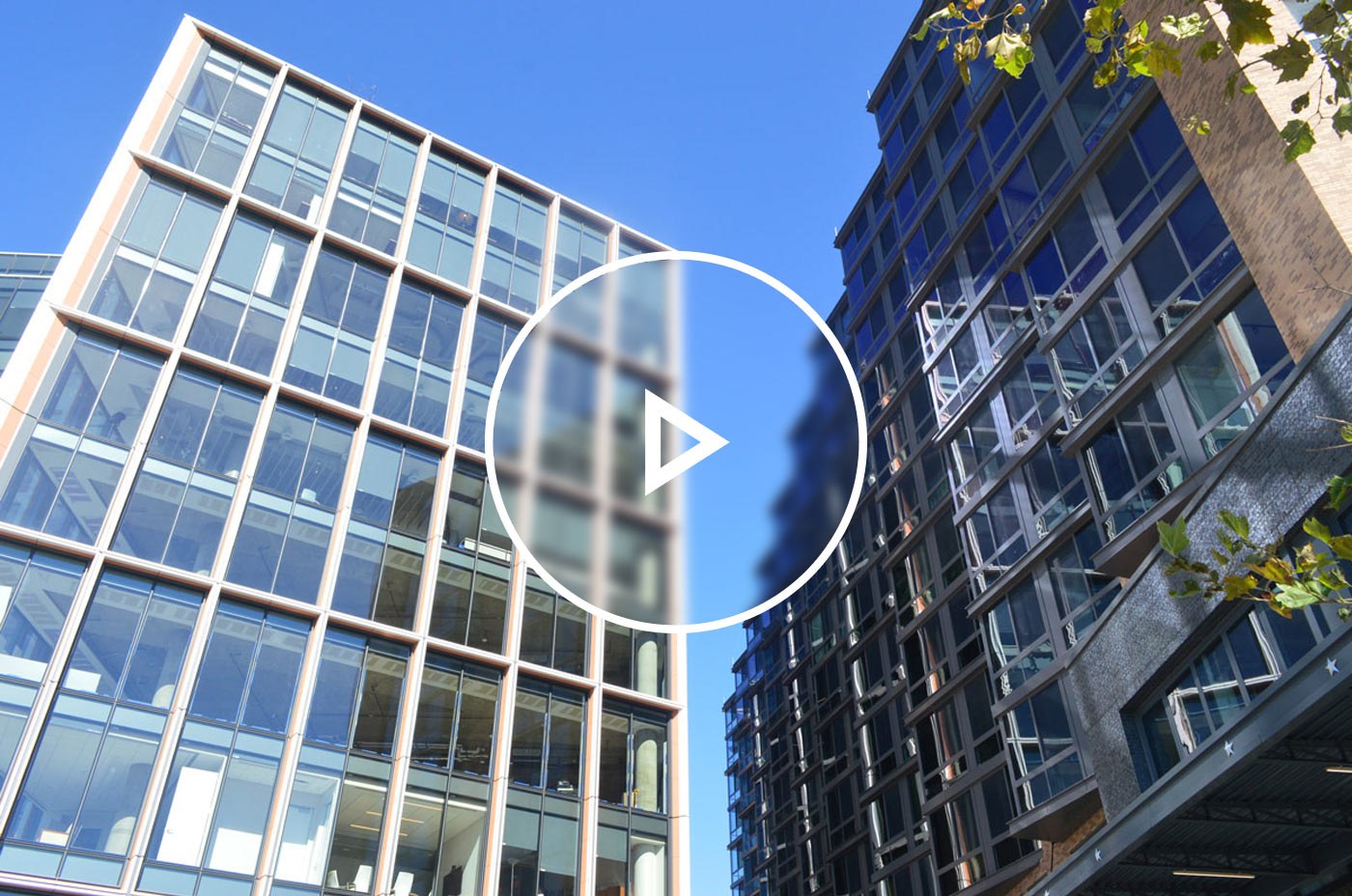 Glass office and multifamily buildings in the Wharf neighborhood in DC.